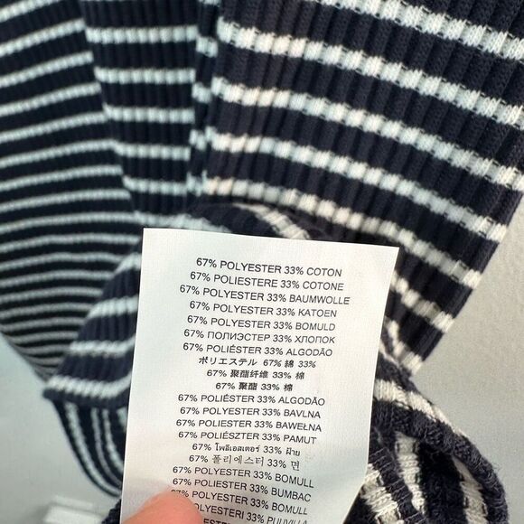 Michael Michael Kors Striped Ribbed Knit Sweater Dress Navy Blue White Womens 2X - Picture 9 of 9